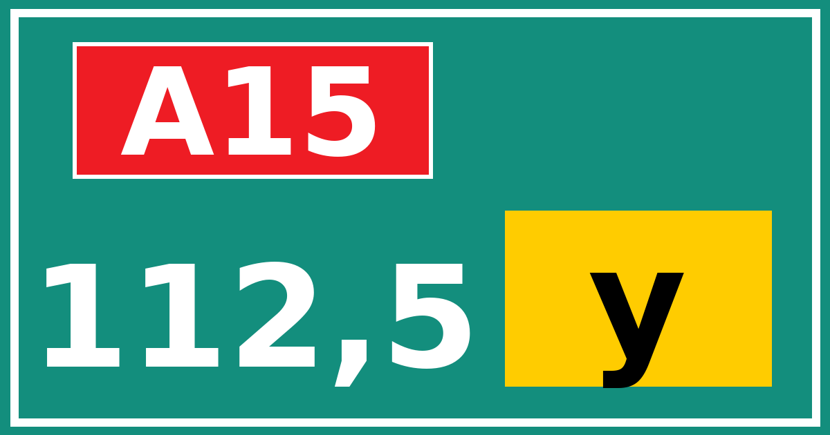 Hectometerbord A15 112,5 letter y