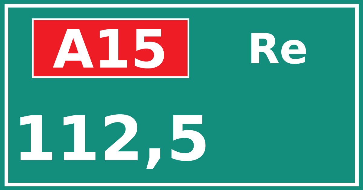 Hectometerbord A15 112,5 zijde Re