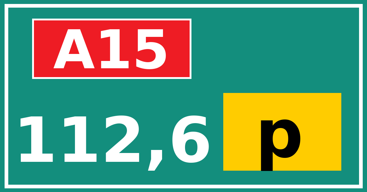 Hectometerbord A15 112,6 letter p