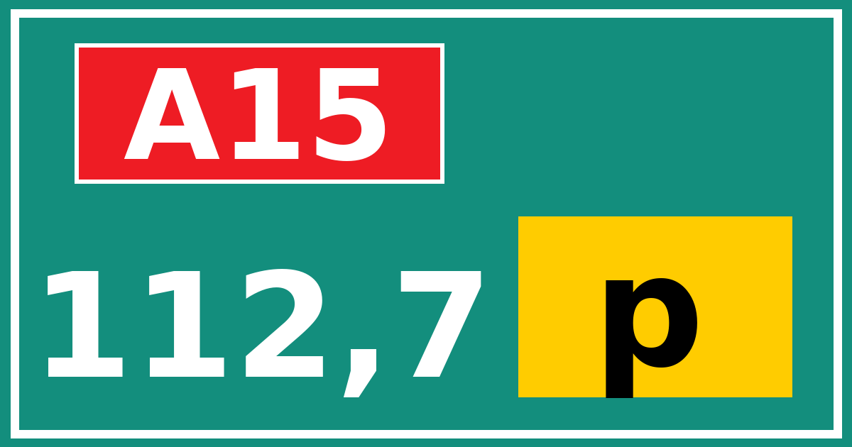 Hectometerbord A15 112,7 letter p