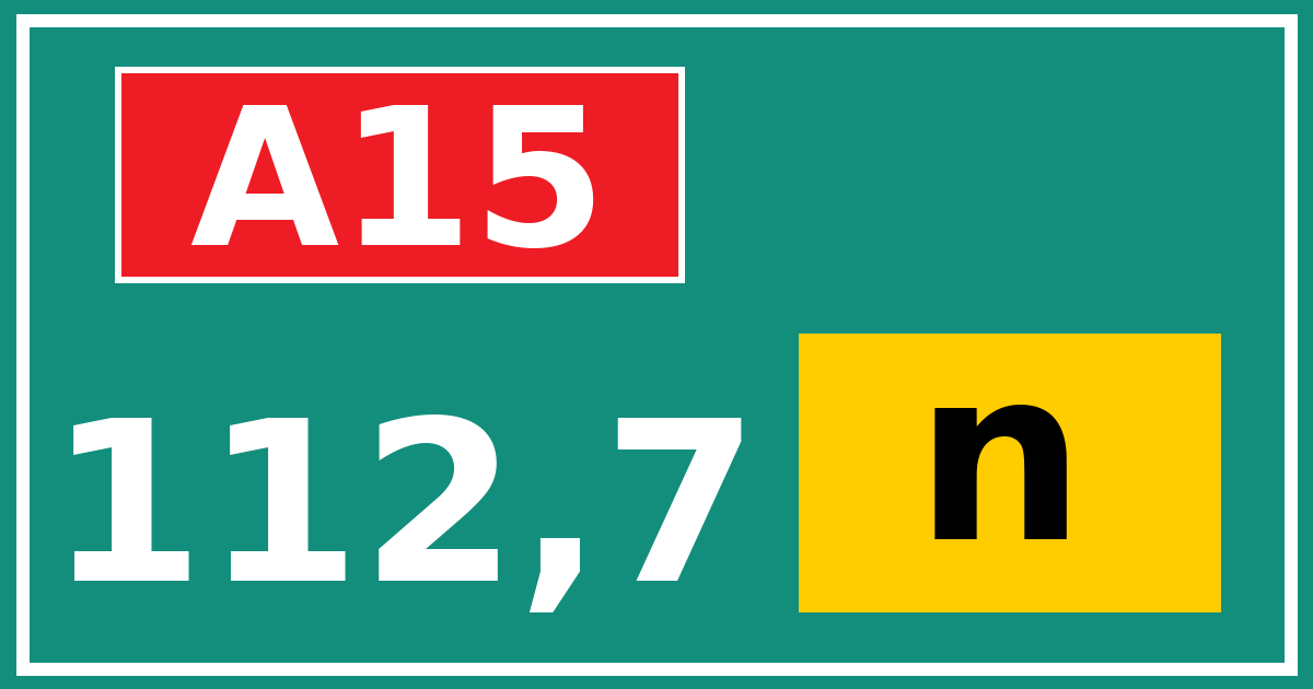 Hectometerbord A15 112,7 letter n