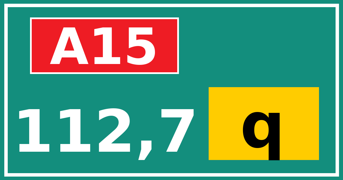 Hectometerbord A15 112,7 letter q