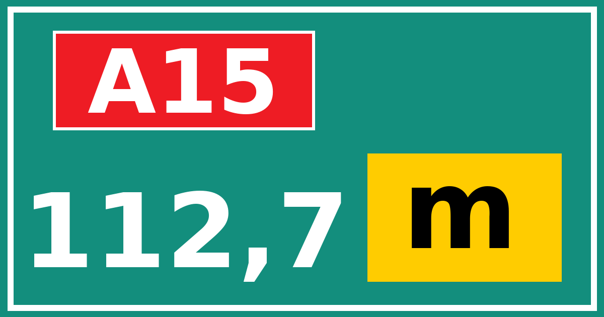 Hectometerbord A15 112,7 letter m