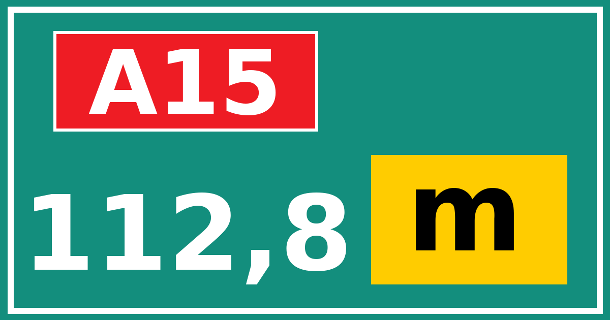 Hectometerbord A15 112,8 letter m