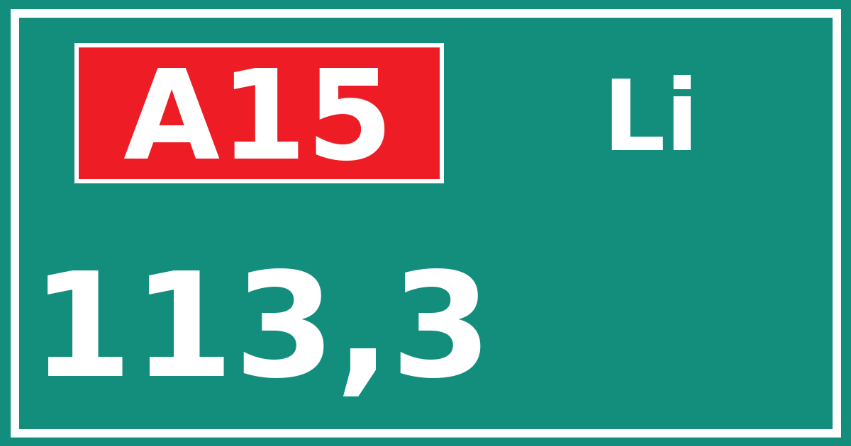 Hectometerbord A15 113,3 zijde Li