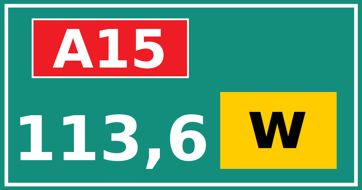 Hectometerbord A15 113,6 letter w