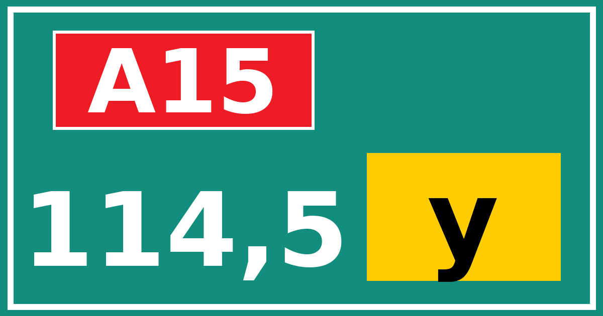 Hectometerbord A15 114,5 letter y