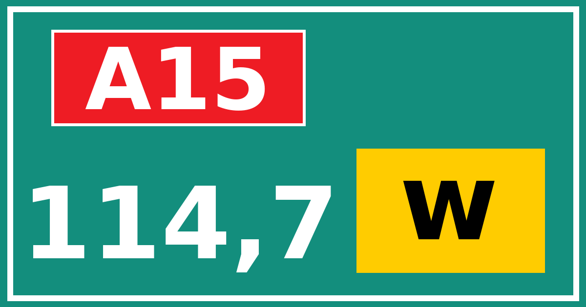 Hectometerbord A15 114,7 letter w