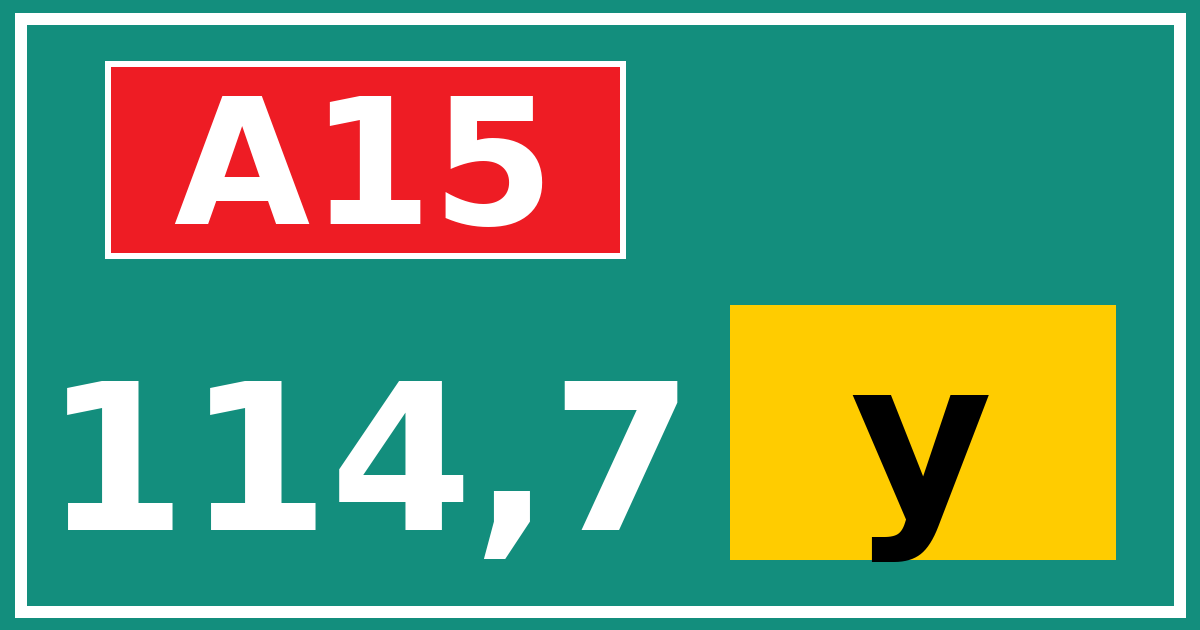 Hectometerbord A15 114,7 letter y