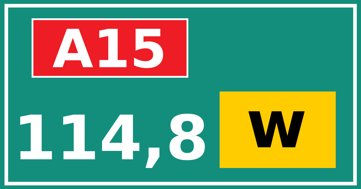 Hectometerbord A15 114,8 letter w