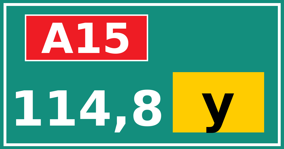 Hectometerbord A15 114,8 letter y