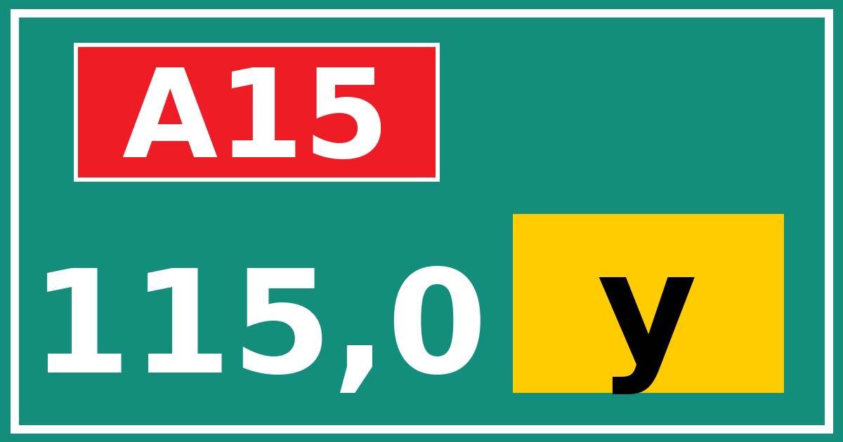 Hectometerbord A15 115,0 letter y