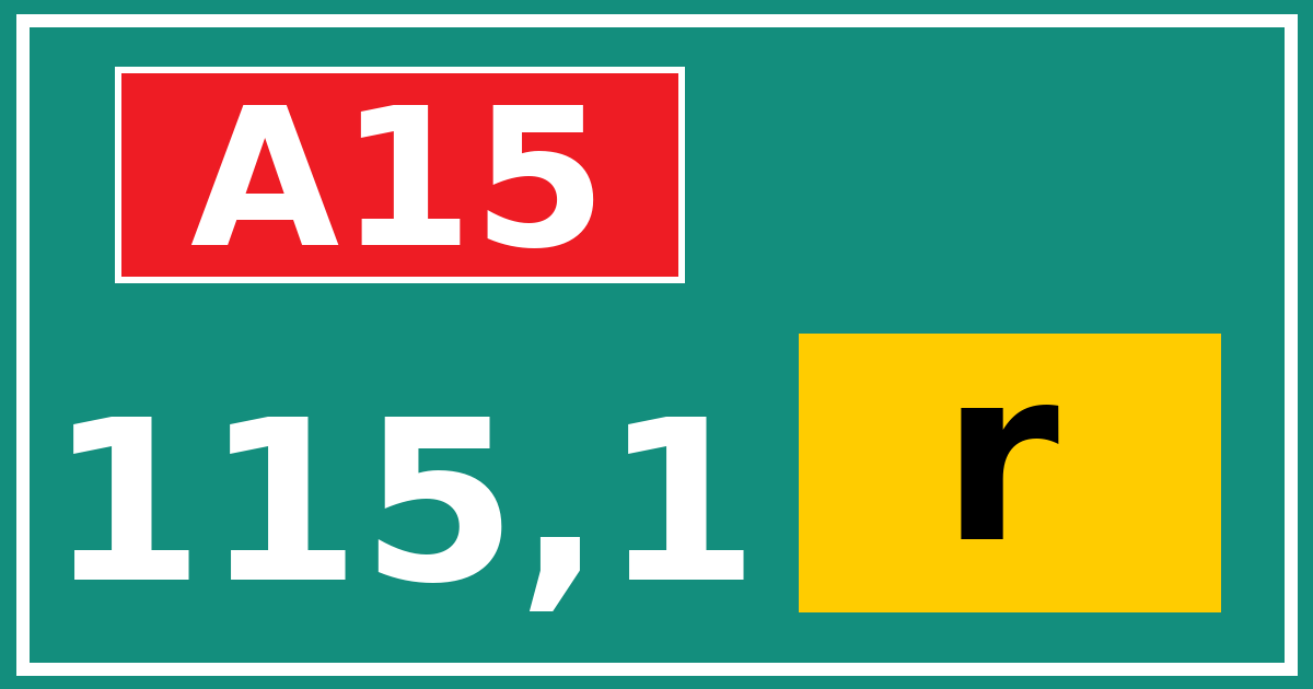 Hectometerbord A15 115,1 letter r
