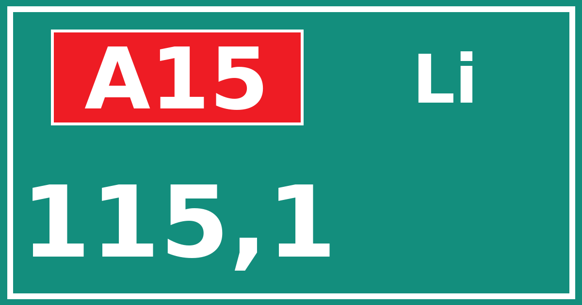 Hectometerbord A15 115,1 zijde Li