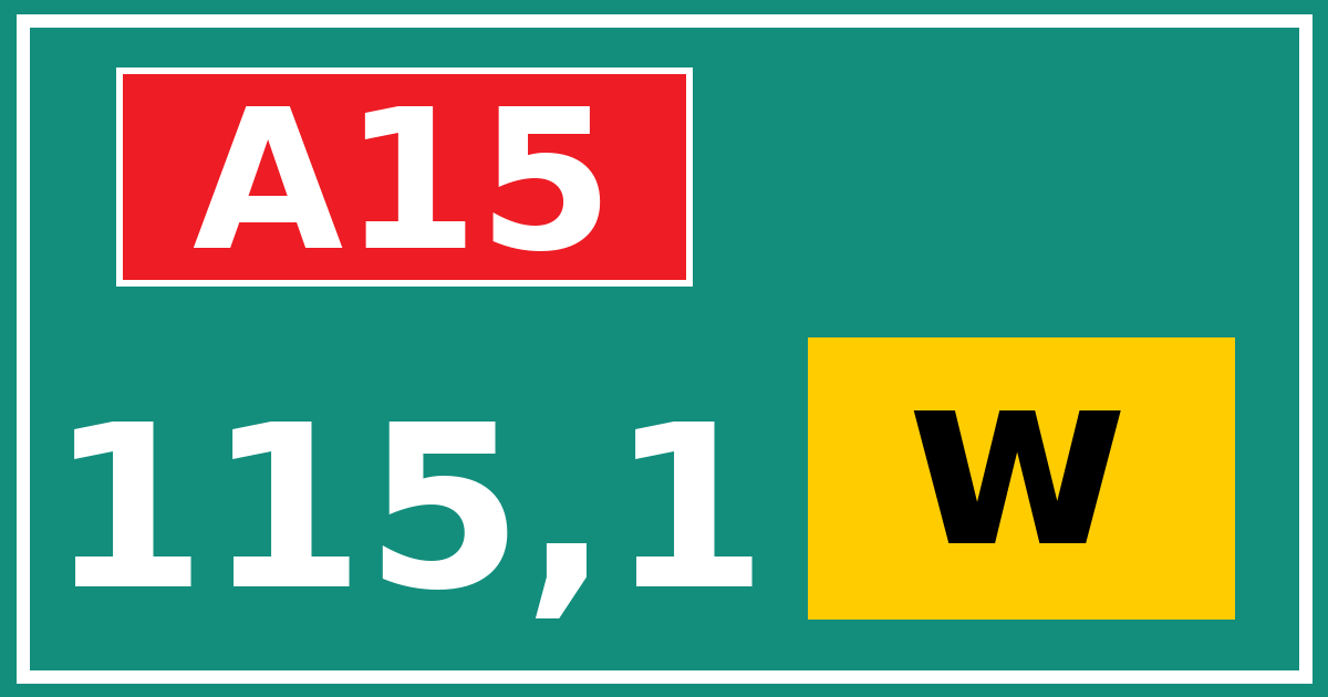 Hectometerbord A15 115,1 letter w