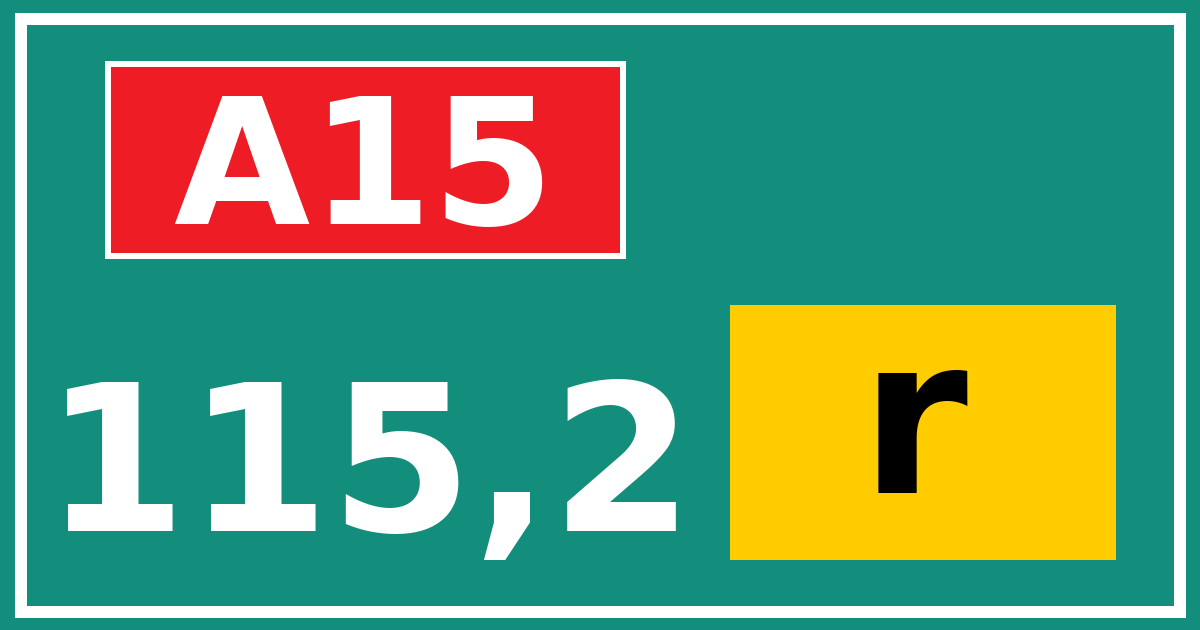 Hectometerbord A15 115,2 letter r