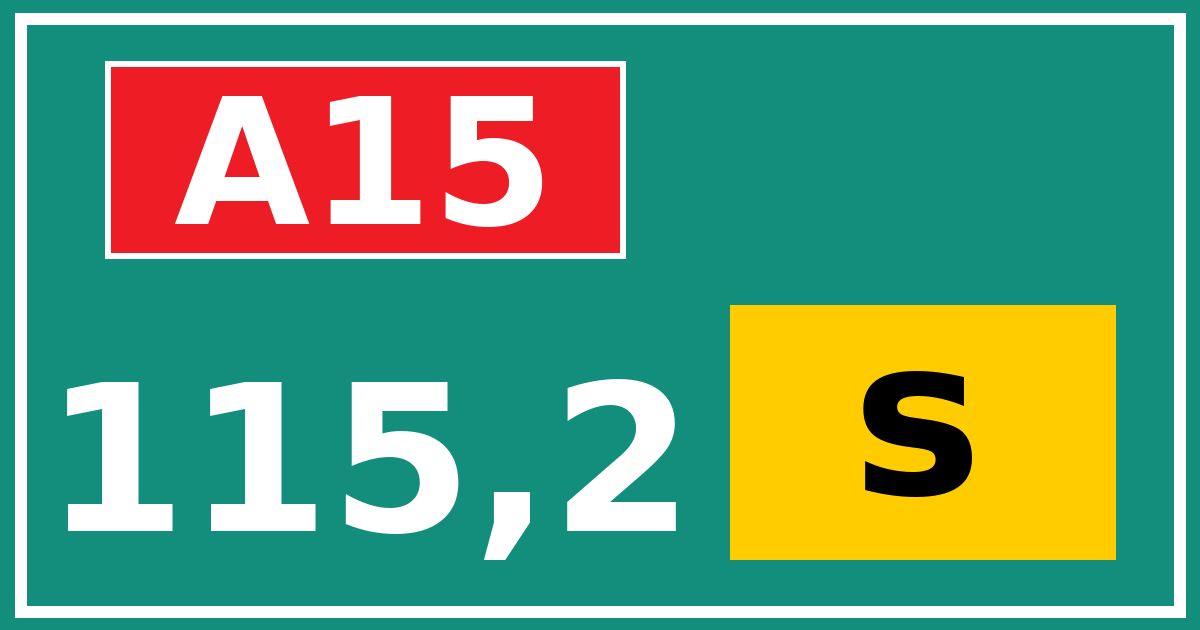 Hectometerbord A15 115,2 letter s