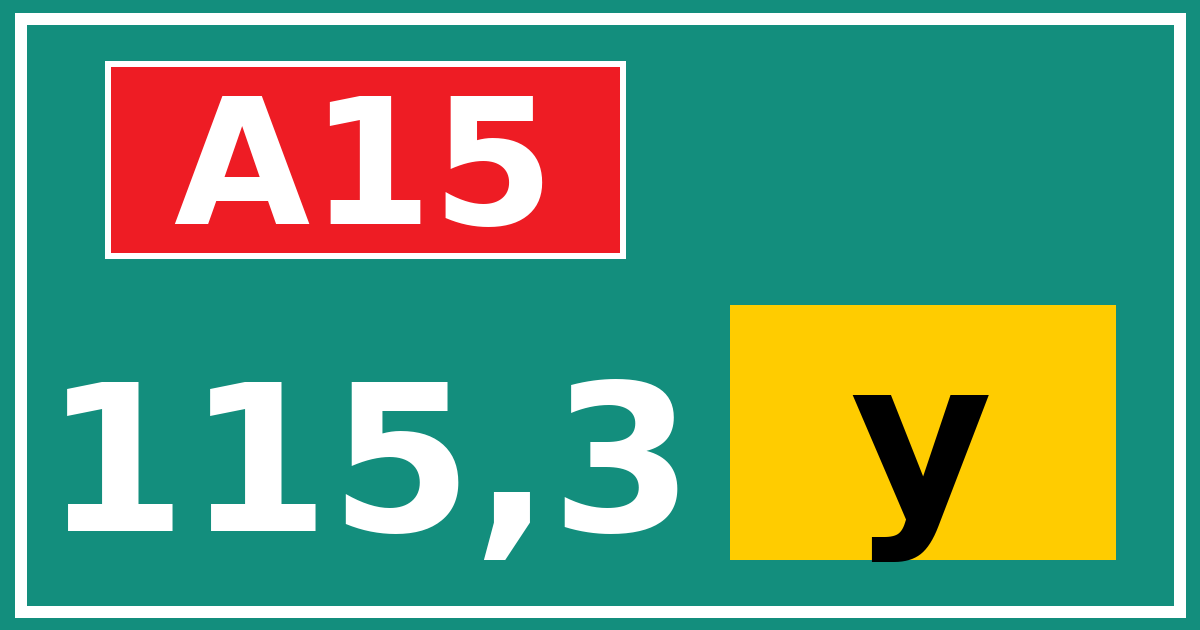 Hectometerbord A15 115,3 letter y