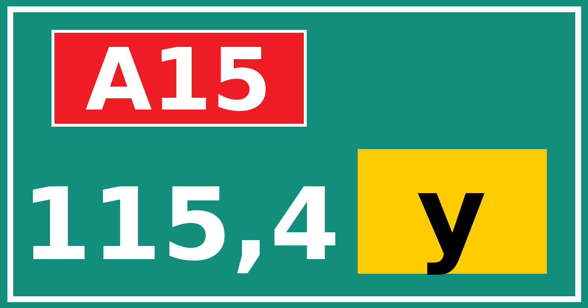 Hectometerbord A15 115,4 letter y