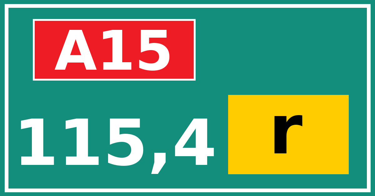 Hectometerbord A15 115,4 letter r