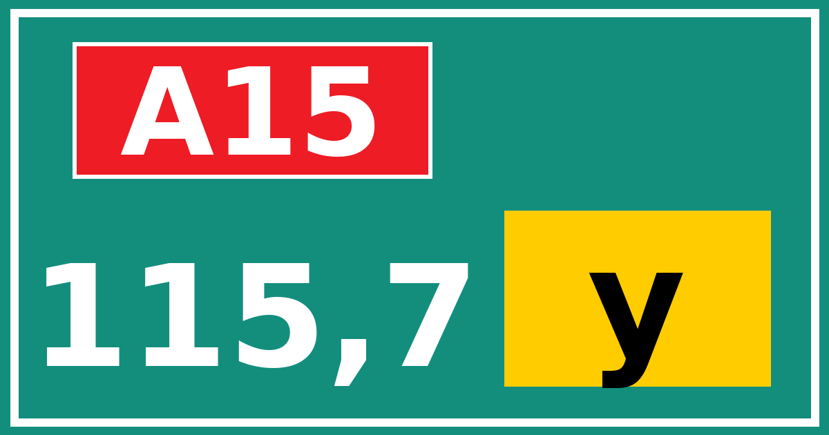 Hectometerbord A15 115,7 letter y