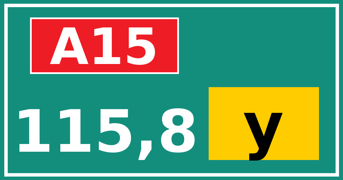 Hectometerbord A15 115,8 letter y