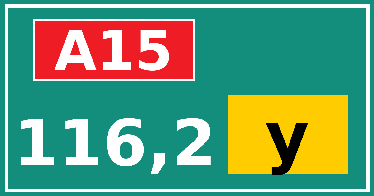 Hectometerbord A15 116,2 letter y