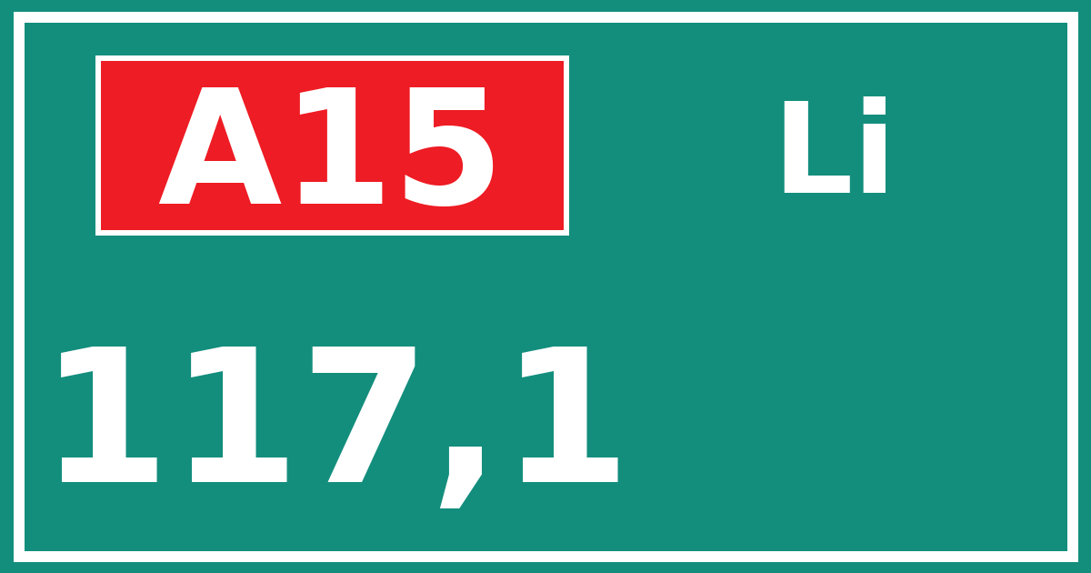 Hectometerbord A15 117,1 zijde Li