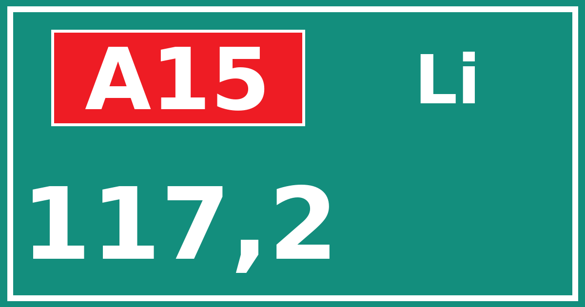 Hectometerbord A15 117,2 zijde Li