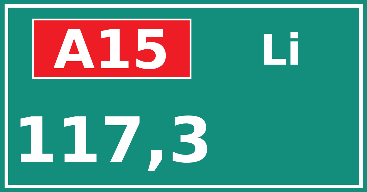 Hectometerbord A15 117,3 zijde Li