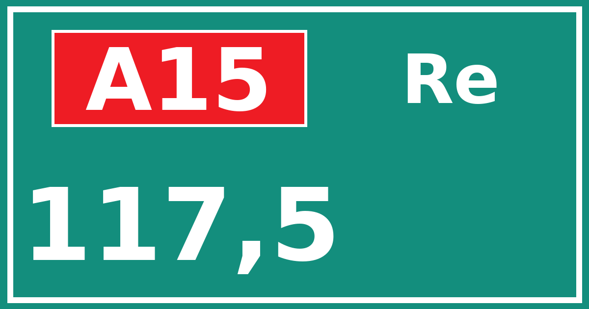 Hectometerbord A15 117,5 zijde Re