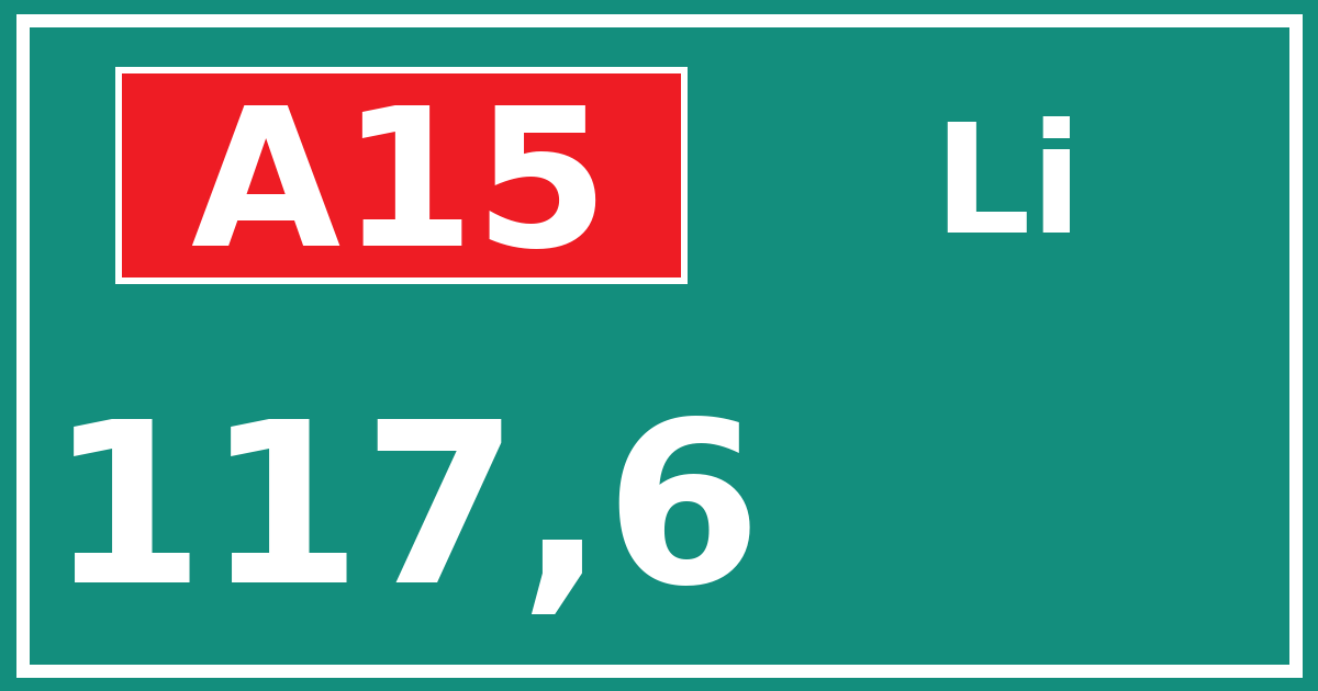 Hectometerbord A15 117,6 zijde Li