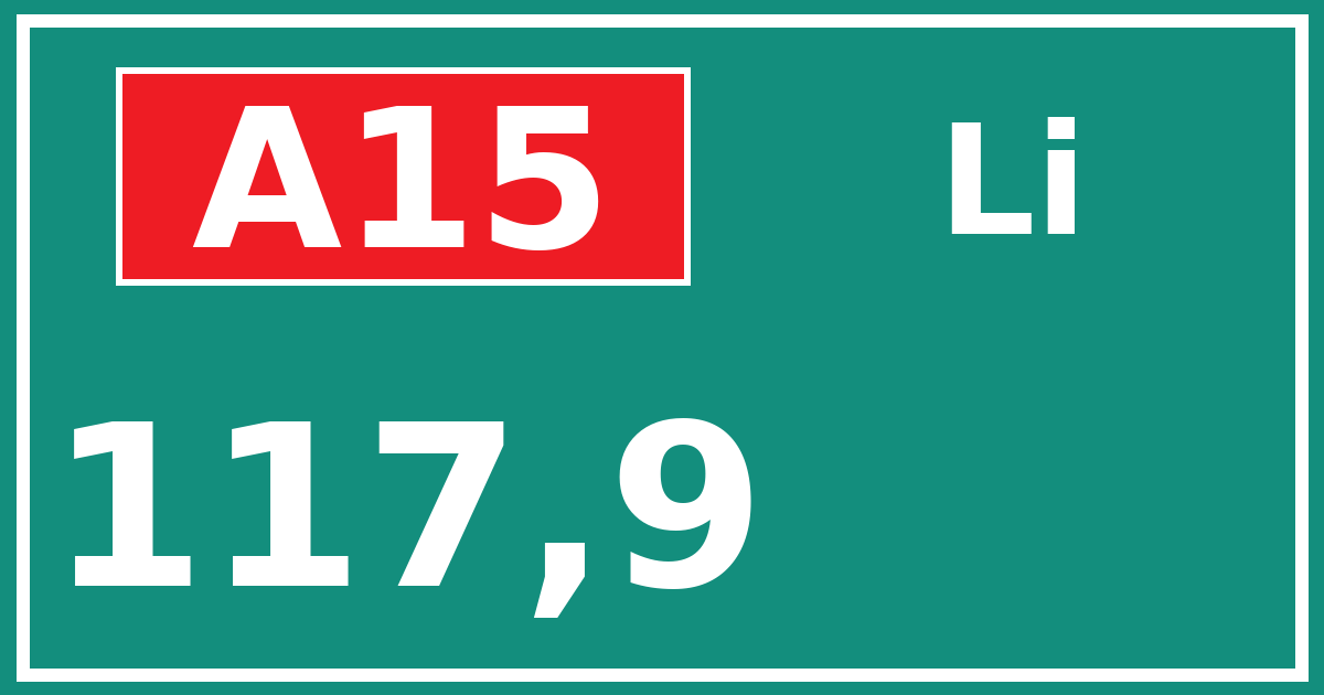Hectometerbord A15 117,9 zijde Li