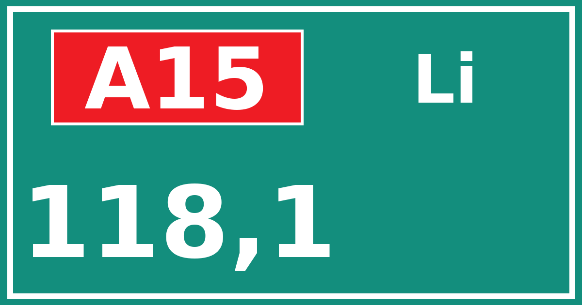 Hectometerbord A15 118,1 zijde Li