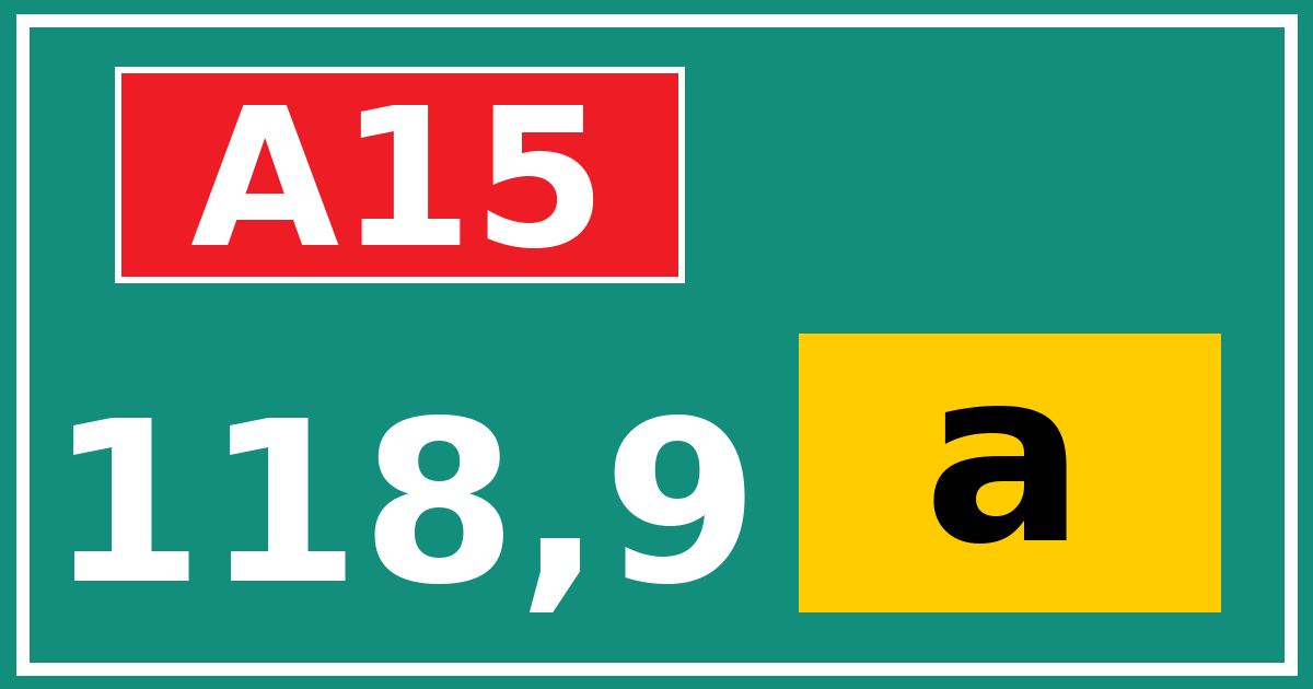 Hectometerbord A15 118,9 letter a