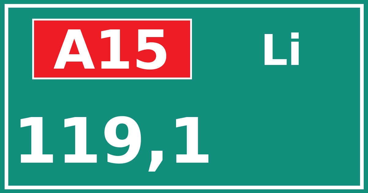 Hectometerbord A15 119,1 zijde Li