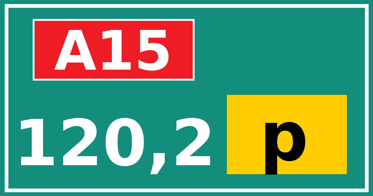 Hectometerbord A15 120,2 letter p