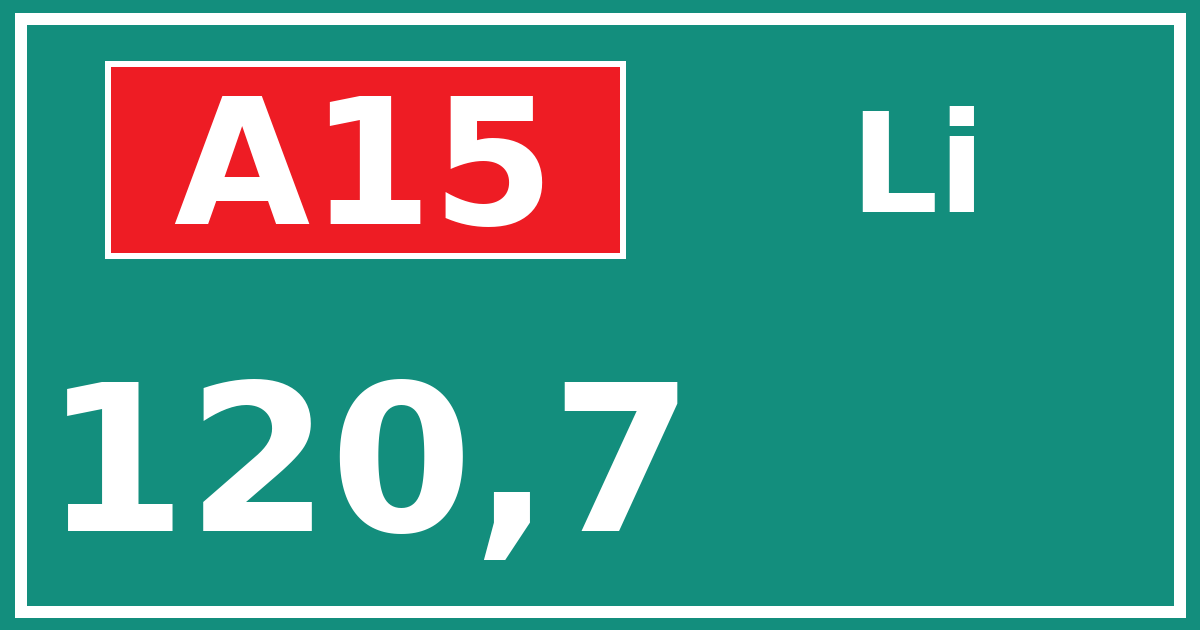 Hectometerbord A15 120,7 zijde Li