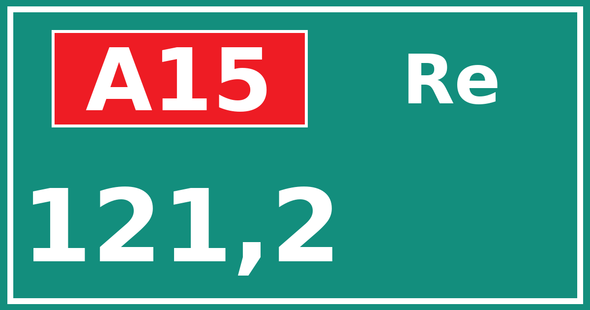 Hectometerbord A15 121,2 zijde Re