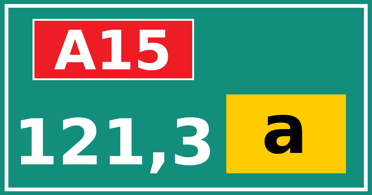 Hectometerbord A15 121,3 letter a