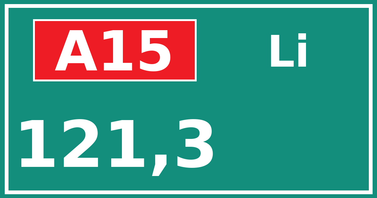 Hectometerbord A15 121,3 zijde Li