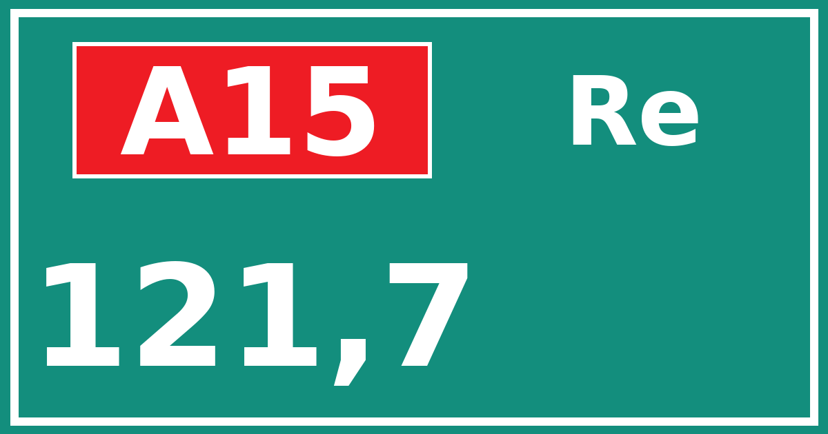 Hectometerbord A15 121,7 zijde Re