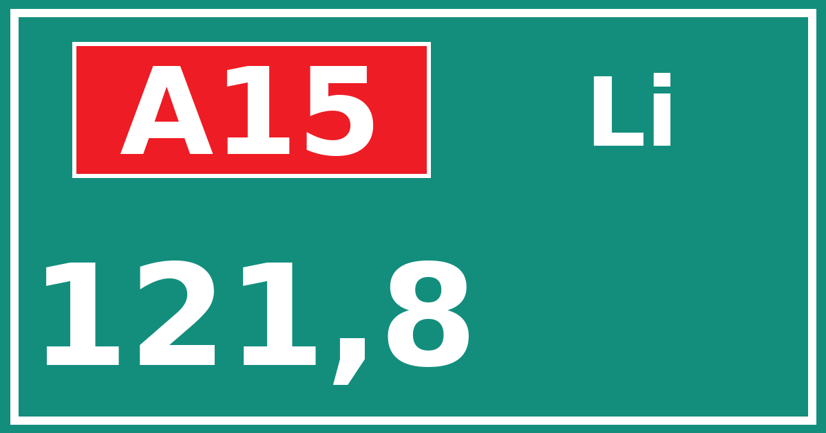 Hectometerbord A15 121,8 zijde Li