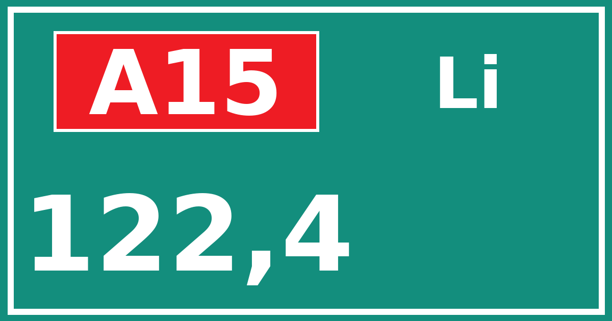 Hectometerbord A15 122,4 zijde Li