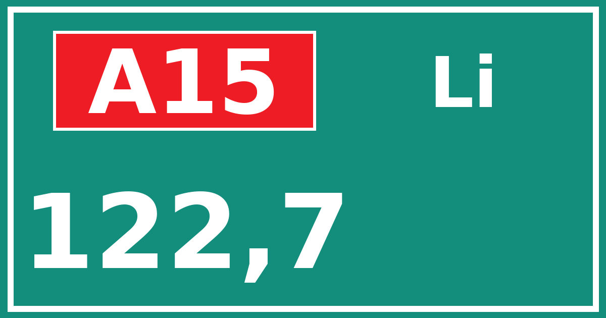 Hectometerbord A15 122,7 zijde Li