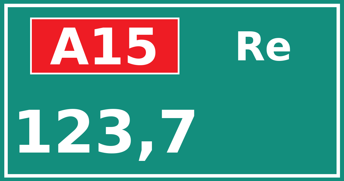 Hectometerbord A15 123,7 zijde Re