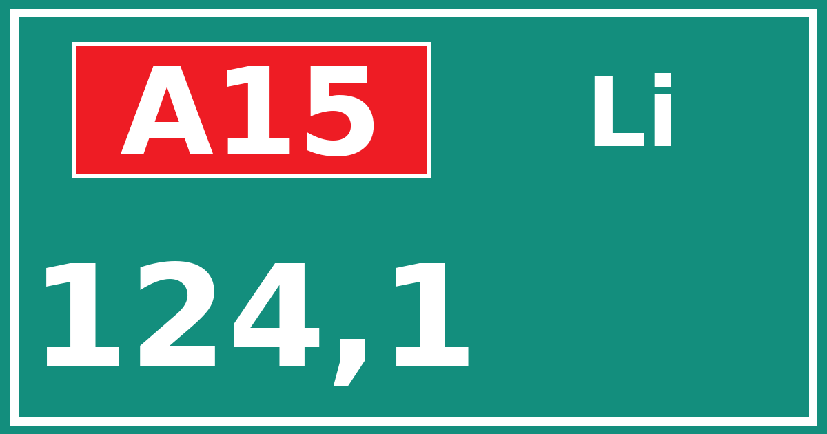 Hectometerbord A15 124,1 zijde Li