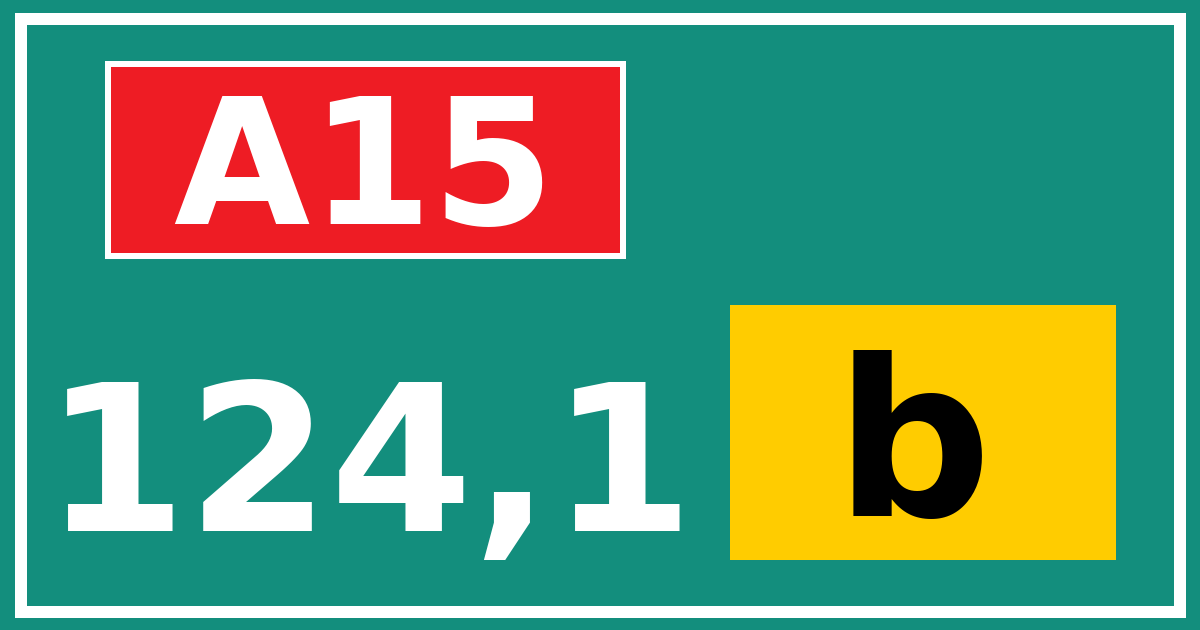 Hectometerbord A15 124,1 letter b