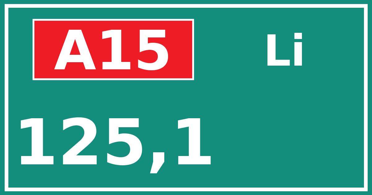 Hectometerbord A15 125,1 zijde Li