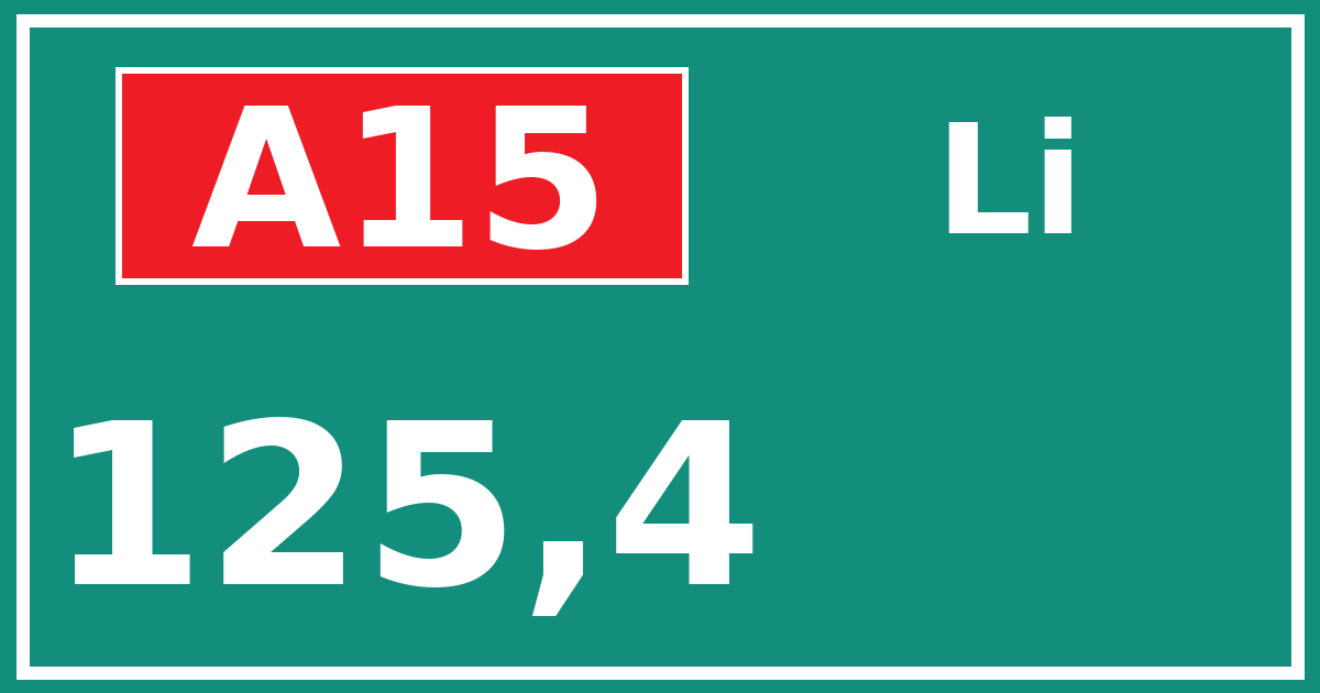 Hectometerbord A15 125,4 zijde Li